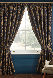Shiraz Pencil Pleat, Navy - Ready Made Curtains